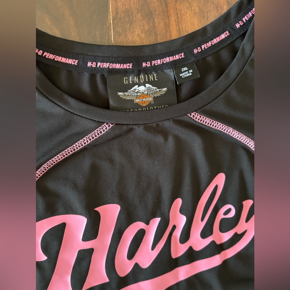 Harley Davidson Women’s Black Tank Top Pink Ribbon Moisture Wicking XXL - Picture 2 of 8